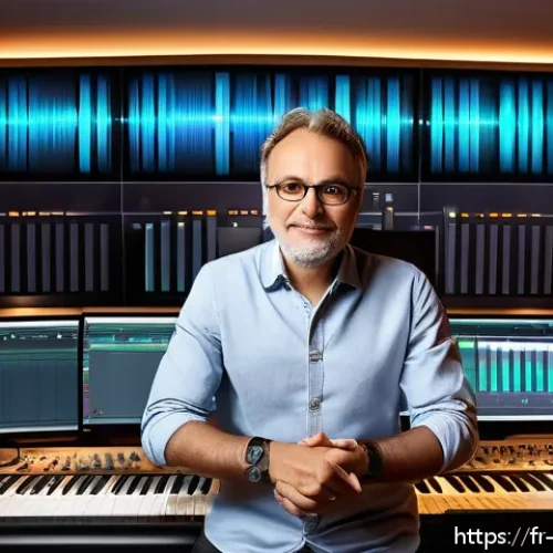 Home 33 작곡가 자격증과 DJ 활동 - A professional music composer in a modern recording studio, surrounded by high-end audio equipment a...