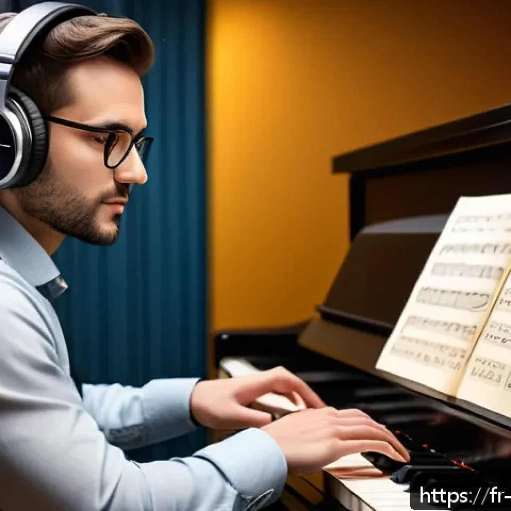 작곡가 자격증의 필요성 - A professional music composer in a modern recording studio, confidently presenting a certified diplo...