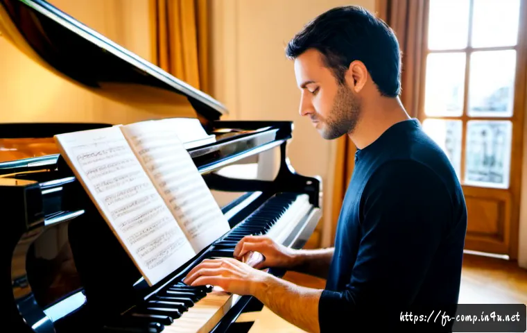 작곡가 자격증과 음악 교육 사업 - Photorealistic French music educator in a bright, elegant home studio in Lyon, thoughtfully reviewin...